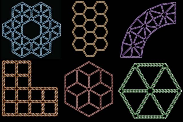 MIT and Arizona State University researchers have created a computer program that can translate drawings of arbitrary shapes into two-dimensional structures made of DNA. Image: Hyungmin Jun. 2-D Image